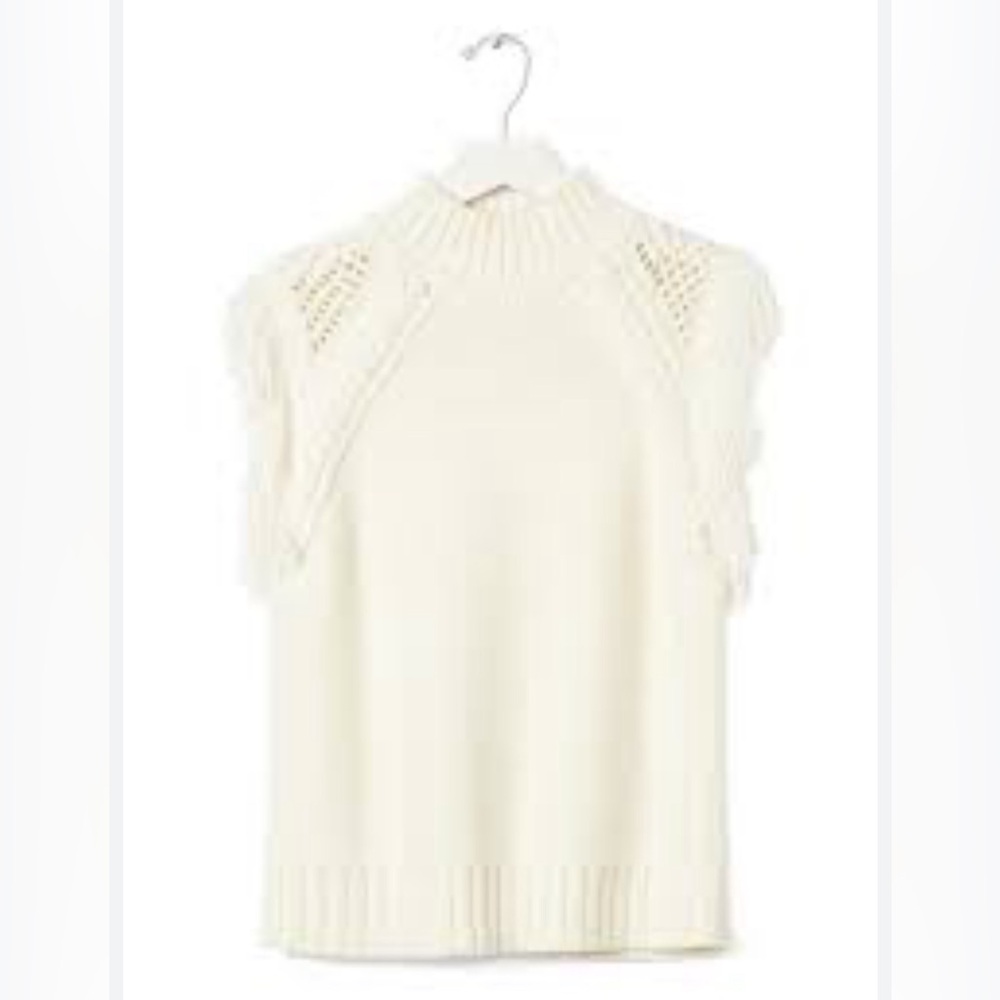 Banana Republic HERITAGE SLEEVELESS FRINGE TURTLENECK SWEATER M
